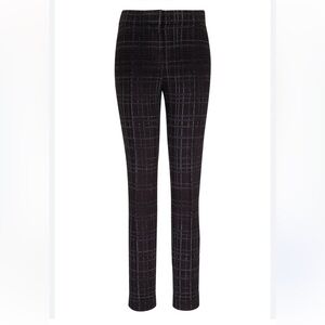 AKRIS PUNTO Mara Black Silver Check Jersey Full Length Pant